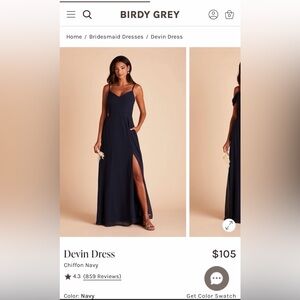 Birdy Grey Chiffon Navy Devin Maxi Dress